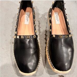 Seven7 Black and Gold Studded Espadrilles